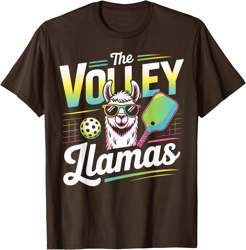 CharlIan Minds - LlamaLovers The Volley Llamas Pickleball Funny Llama T-Shirt - Brown