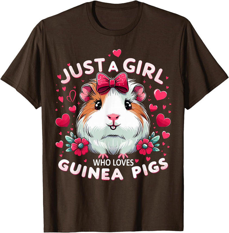 Cute Guinea Pig Gifts Just A Girl Who Loves Guinea Pigs Lover Mom T-Shirt - Brown