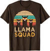 Llama Squad With Glasses Funny Funny Llama Squad Sunglasses Cool Llamas Vintage Gift T-Shirt - Brown