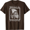 Spooky Vibes & Horror Humor Lovers Design Funny Halloween Creepy Bearded Skull Quote T-Shirt - Brown