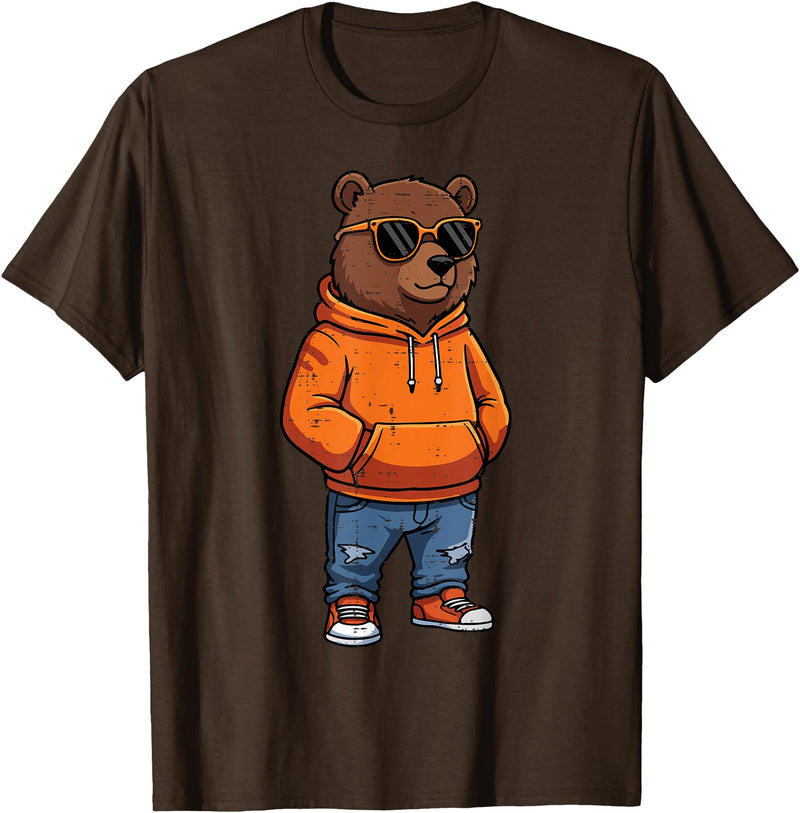 Bear Shirts For Men Women Kids Gifts Cool Bear Sunglasses Men Women Kids Boys Girls Youth Teen T-Shirt - Brown
