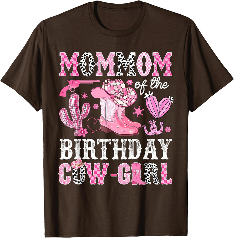 Pink Western Cowgirl Bday Party Family Matching Mommom Of The Birthday Cow-Girl Rodeo Cowgirl Bday T-Shirt - Brown