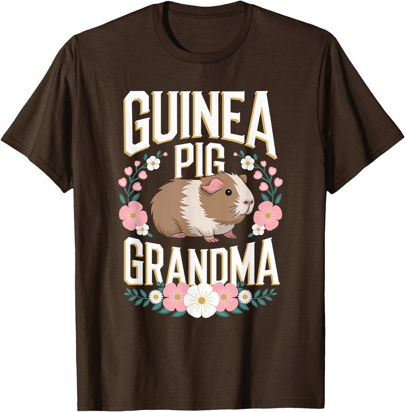 I Love Guinea Pigs Guinea Pig Grandma Funny Guinea Pig Lover T-Shirt - Brown