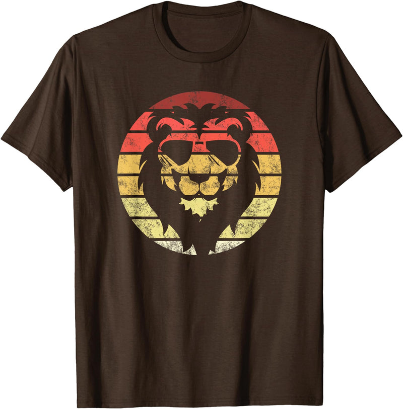Lion Accessories & Clothing Gifts Women Men Kids Lion Retro Style Vintage T-Shirt - Brown