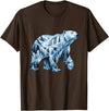 Arctic Polar Bear Mountain Waterfall Nature Arctic Polar Bear Forest Waterfall Landscape T-Shirt - Brown