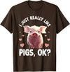 Pig Gift Pig Lover Stuff & Pig Novelty Accessories Funny Pig Design For Men Women Kids Animal Farmer Pig Lovers T-Shirt - Brown