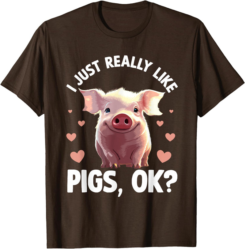 Pig Gift Pig Lover Stuff & Pig Novelty Accessories Funny Pig Design For Men Women Kids Animal Farmer Pig Lovers T-Shirt - Brown