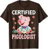 Funny Pig Farm Piggy Farmer Farming Gifts DAIMMER Certified Pigologist T-Shirt - Brown