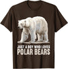 Polar Bears Polar Bear Lovers Shop Just a Boy who loves Polar Bears Polar Bear T-Shirt - Brown