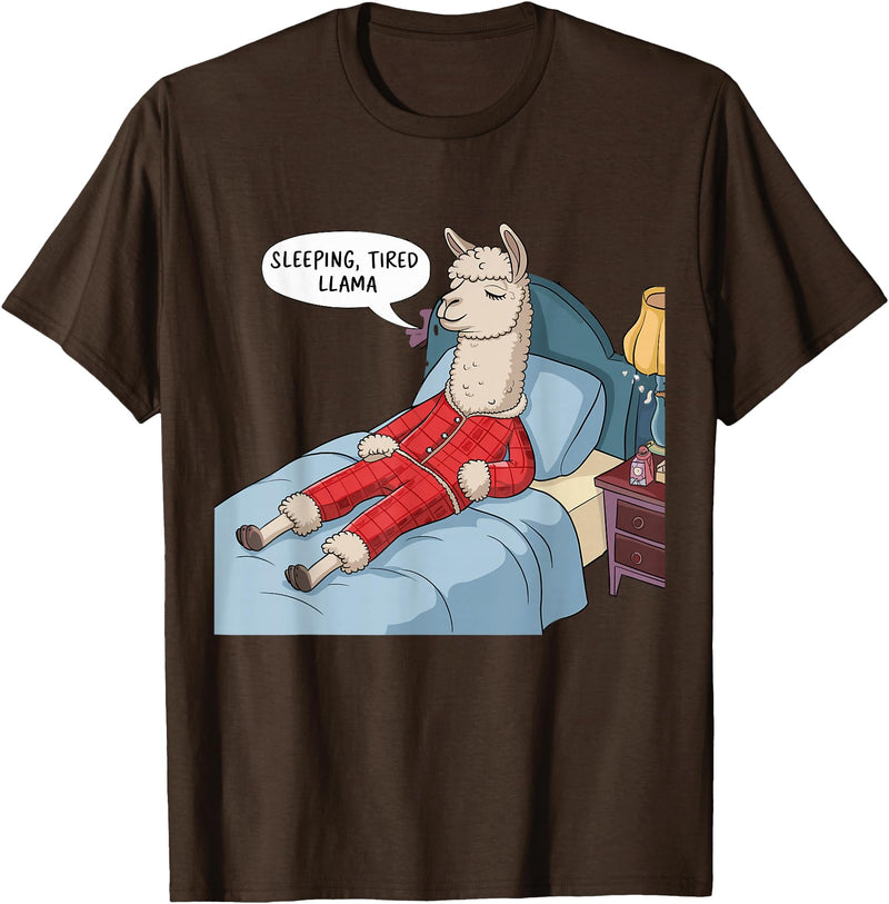 Alpaca shirt Family Llama Pjs Clothes Alpaca Llama with Red Buffalo Plaid Pajamas Girl Boy Llama T-Shirt - Brown