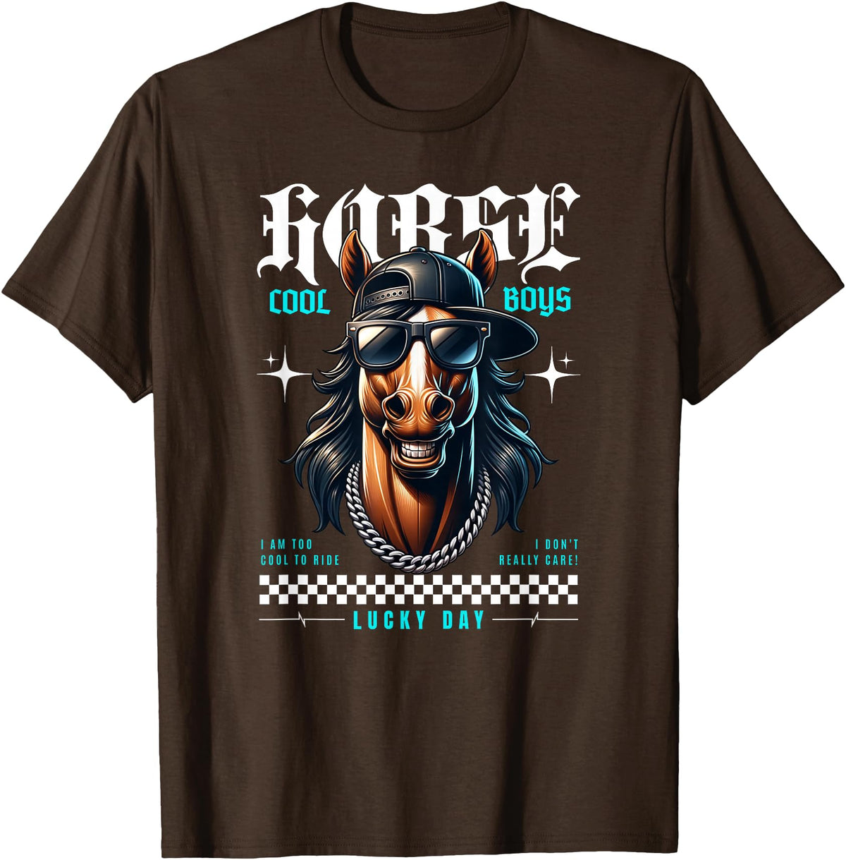 United Labels Horse - Lucky Days Streetwear Cool T-Shirt - Brown