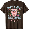 Cool Animal Farmers Year Of Pig Women Girl Designs Funny Just A Girl Who Loves Pigs Gift | Cute Mini Piggy Kids T-Shirt - Brown