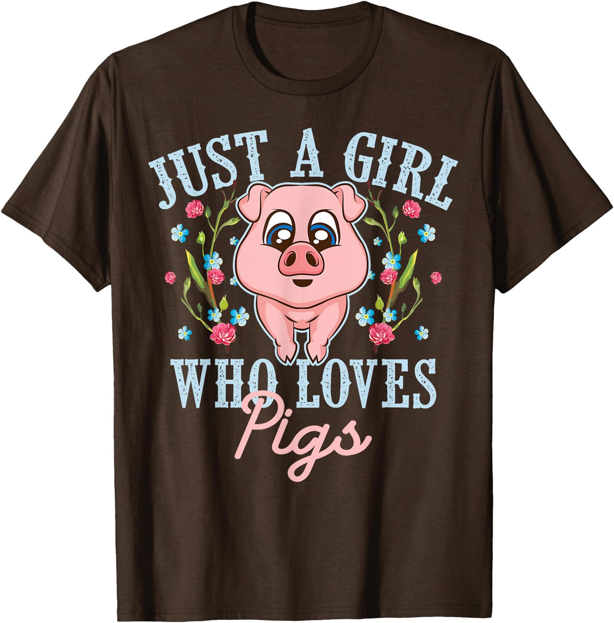 Cool Animal Farmers Year Of Pig Women Girl Designs Funny Just A Girl Who Loves Pigs Gift | Cute Mini Piggy Kids T-Shirt - Brown