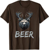 Bear With Antlers Drinker Party Deer Beer Beer Bear Deer Grizzly Bear With Antlers Beer T-Shirt - Brown