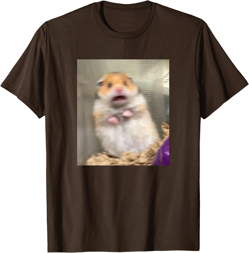 Scared Hamster Meme Funny Pet Owner Dank Trendy T-Shirt - Brown