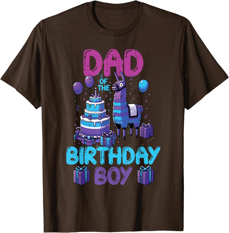 Birthday Party Shirts For Men Women Kids Dad of Birthday Boy Llama Pinata Party Family Matching Men T-Shirt - Brown
