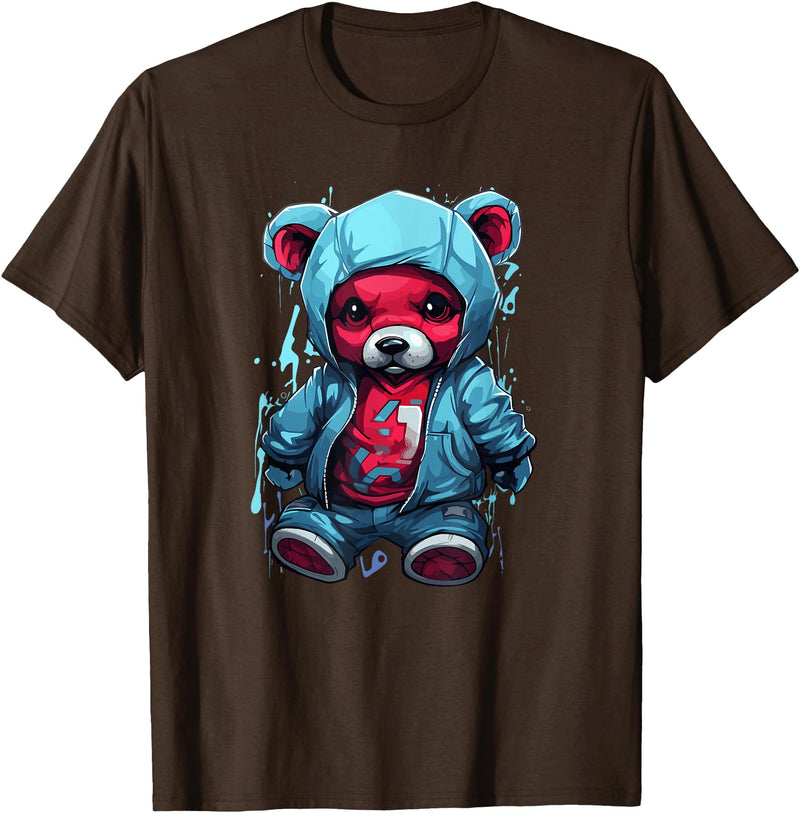 Teddy Bear Hoodie Street Style Urban Art Teddy Bear Hoodie Cool Street Style T-Shirt - Brown