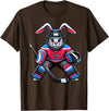 Funny Rabbit Hockey Bunny Easter Men Boy Kid Youth T-Shirt in Brown