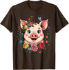 Pig Lover Gift Co. Cute Pig Lover Art for Women Girls Unique Piggy Related T-Shirt - Brown