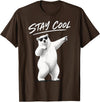 Polar Bear Enthusiast Apparel Polar Bear Wearing Sunglasses with Stay Cool Quote T-Shirt - Brown