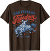1776-2026 Cowgirl Fourth of July Tee Retro 250 Years of Freedom Cowboy Horse 4th of July T-Shirt - Brown