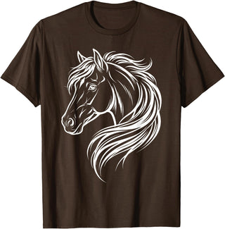 Horse Silhouette Farm Animal Graphic Horses Cute Horse Silhouette Art Equestrian Farm Animal Horse Lover T-Shirt - Brown