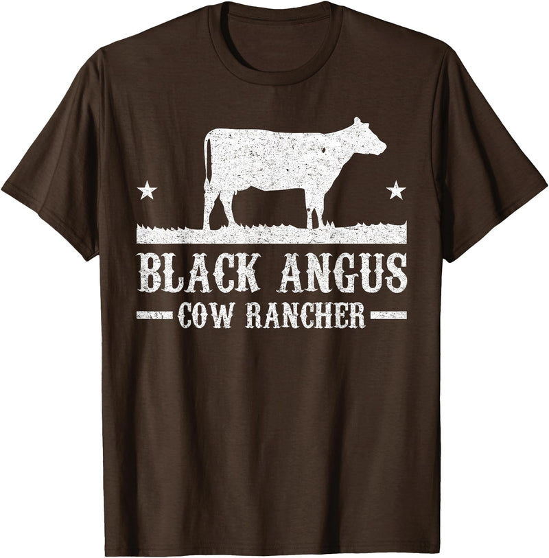 Black Angus Farmer Apparel Black Angus Cow Cattle Rancher Farmer T-Shirt - Brown