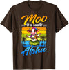 Aloha Animal Hawaii Flower Chain Hula Dance Art Hawaii Animal Haku Lei Grass Skirt Hula Dance Aloha Cow T-Shirt - Brown