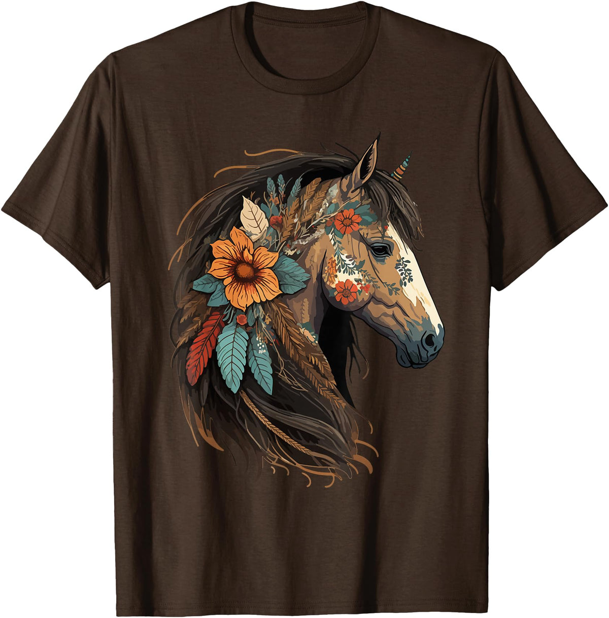Just a girl who loves horses Co. Equestrian Horse Portrait Western Cowgirl Horseback Riding T-Shirt Small - Brown