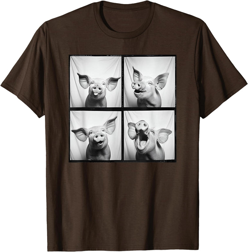 Piglet Farm Nature Photography Men Women Kids Happy Pig Face Portrait Hog Farmer Funny Farm Animal T-Shirt - Brown