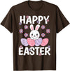 Cute Happy Easter Bunny Rabbit Egg Women Girls Kids T-Shirt in Brown