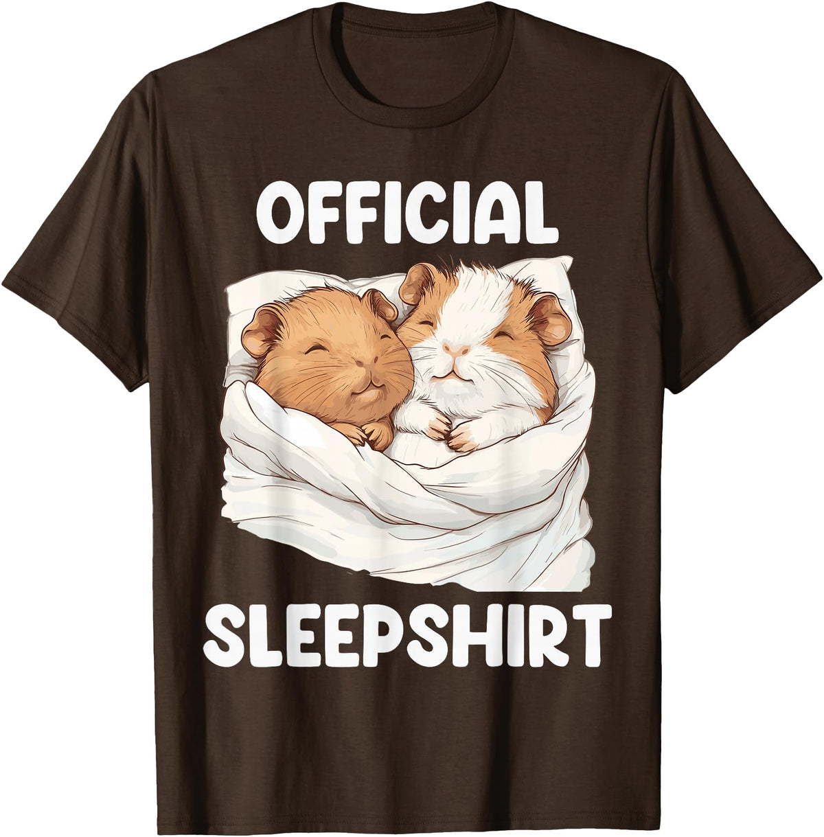 Cute Sleeping Guinea Pigs Pajama Official Sleepshirt Sleeping Guinea Pig Animal Lovers Pajama T-Shirt - Brown