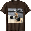 Hamster Deadlift Training Funny Cute Rat Weightlifting Meme T-Shirt - Brown