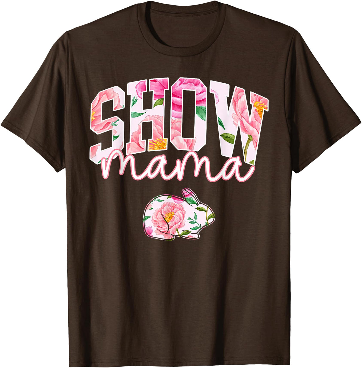 Stock Show Rabbit Mom Livestock County Bunny Mama Floral T-Shirt in Brown