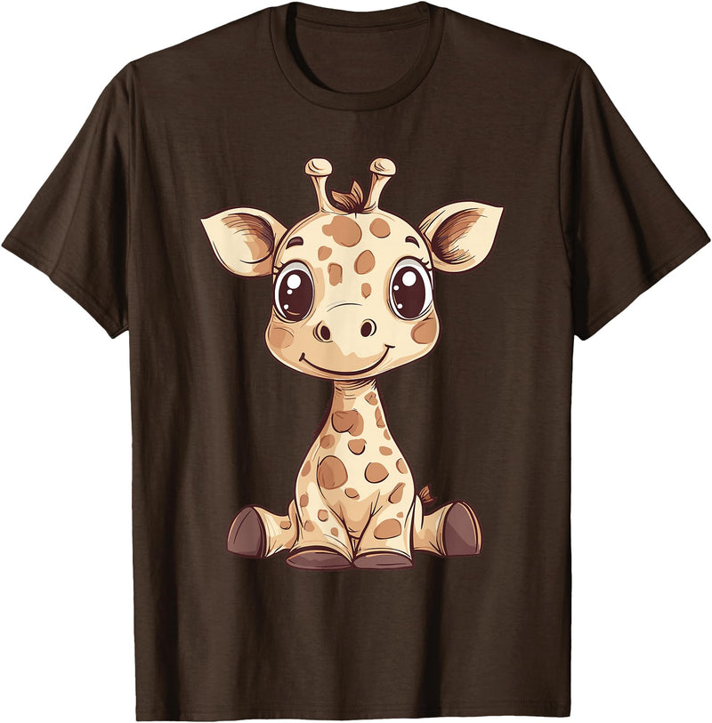 Cute Giraffe for Kids Design Kids Giraffe T-Shirt - Brown