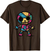 Colorful Punk Rock Goth Skeleton Halloween Colorful Skull Patchwork Skeleton Art T-Shirt - Brown