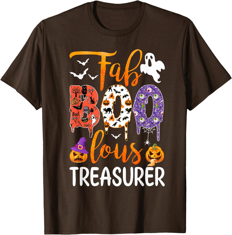 Fab Boo Lous Halloween Costume Fab Boo Lous Treasurer Boo Ghost Pumpkin Halloween T-Shirt - Brown