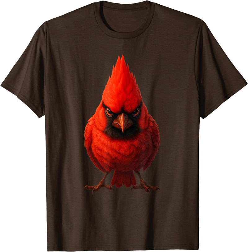 I just really like animals Angry Cardinal Artwork Red Bird Nature Wildlife Graphic T-Shirt - Brown