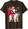 Santa Claus Riding A Polar Bear Xmas Funny Santa Claus Riding A Polar Bear Christmas Boy Girl Kids T-Shirt - Brown