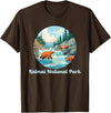 Fun National Parks Alaska Katmai National Park Alaska Brooks Falls Salmon Bears T-Shirt - Brown