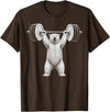 Funny Polar Bear Fitness Meme Polar Bear Gym Deadlift Workout Weightlifting T-Shirt - Brown