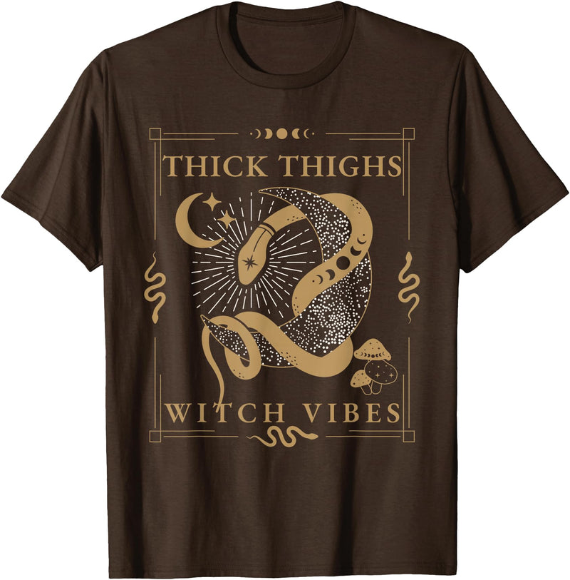 Snakes & Tarot Aesthetic Thick Thighs Witch Vibes Snakes & Tarot Tattoo Aesthetic Thick Thighs Witch Vibes T-Shirt - Brown