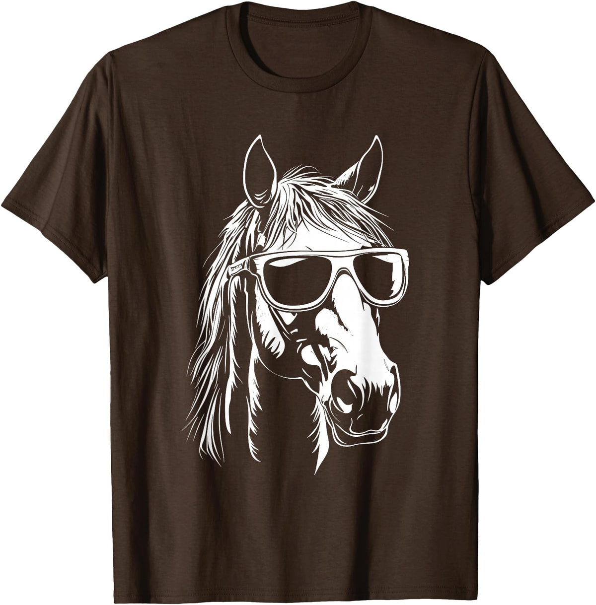 FunnyHorseCo. Funny Horse Sunglasses T-Shirt - Straight - Brown