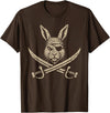 Vintage Pirate Rabbit and Crossbones Bunny Mom T-Shirt in Brown