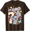 Koala Bear Lover Gift Co. Koala Bear 7th Birthday Girl 7 Year Old Birthday Cute Koalas T-Shirt - Brown