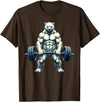 Fitness Polar Bear Gymer Bodybuilder Workout Gym Polar Bear Deadlift Weightlifting T-Shirt - Brown