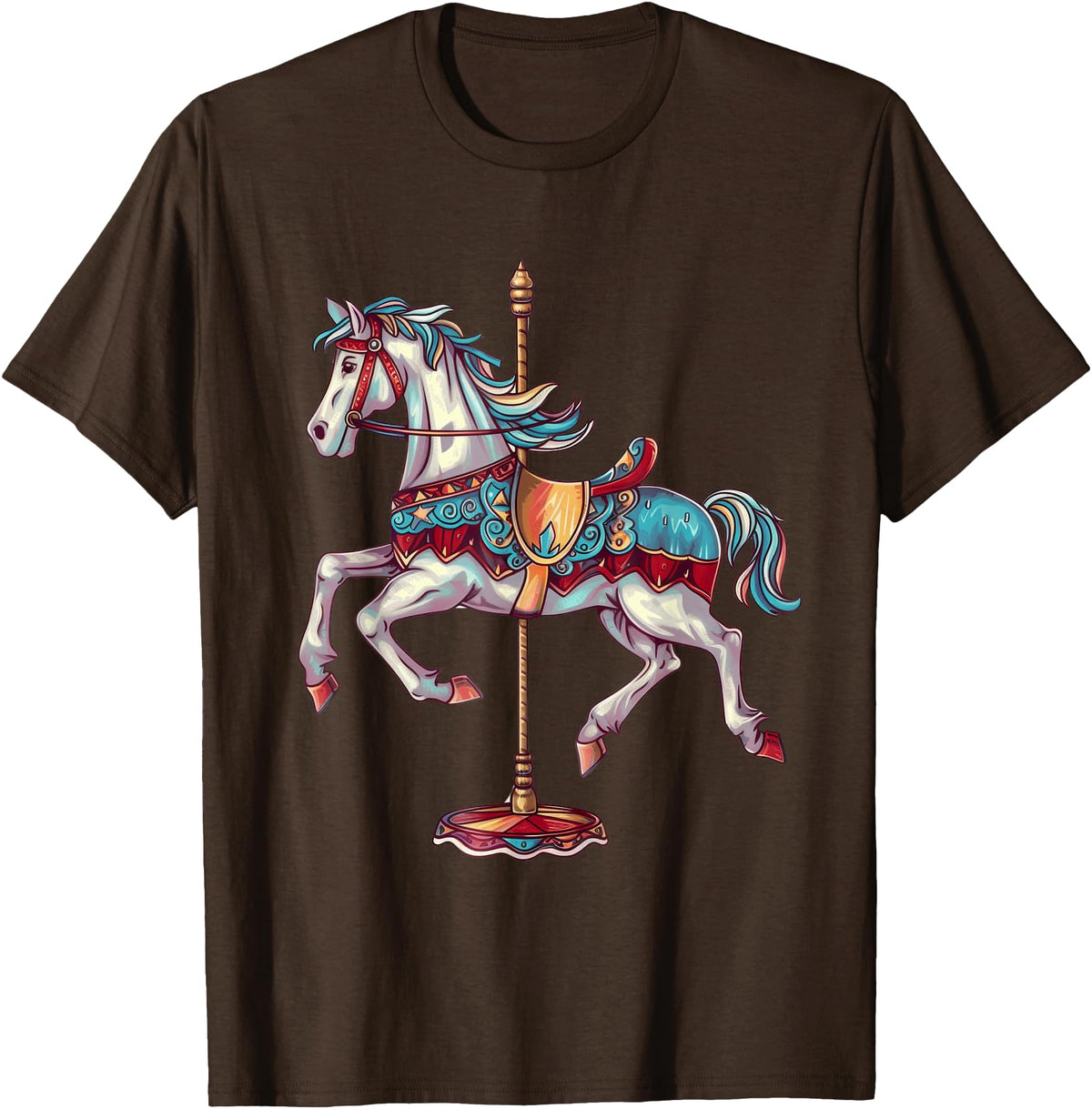 Carnival Carousel Horse Carousel Unicorn Designs Carnival Carousel Horse Carousel Unicorn T-Shirt - Brown