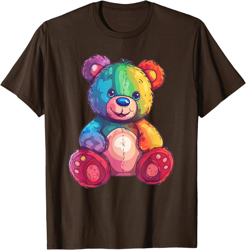 Cute Teddy Bear I Teddy Art I Kids Teddy Bear Colorful Teddy Bear T-Shirt - Brown