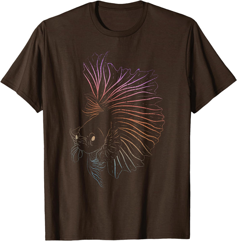 Aquarium Fish Betta Fish Gift Idea Aquarium Owner Siamese Fighting Fish Lover Betta Fish T-Shirt - Brown