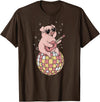 DiscoballAxis1 Funny Pig Disco Dancing Ball Groovy Retro 80s Costume T-Shirt - Brown
